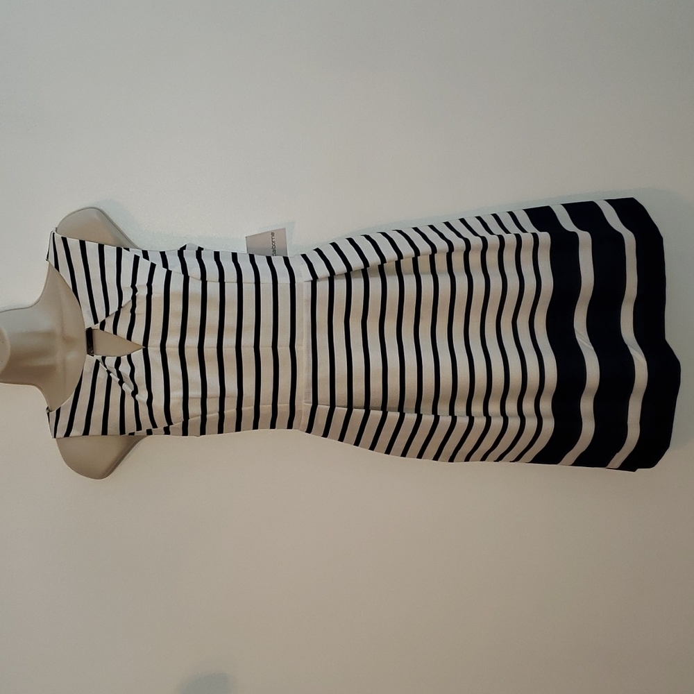 Liz Claiborne navy blue and cream striped dress size 6.  New with tags